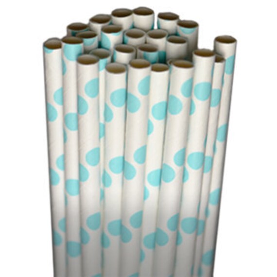 Dot Light Aqua Party Paper Straws - 25 Count Il_570xn