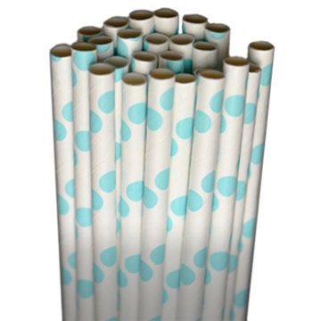 Dot Light Aqua Paper Party Paper Straws - 25 Count Il_570xn