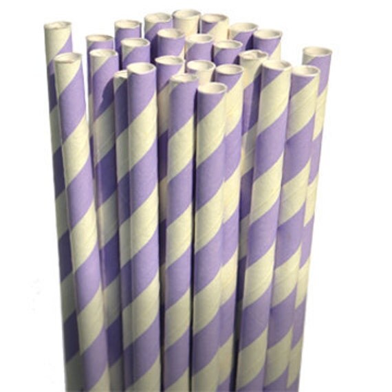 Stripe Light Purple Party Paper Straws - Cake Pop Sticks - Pixie Sticks - Qty 25 Il_570xn