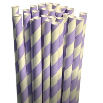 Stripe Light Purple Party Paper Straws - Cake Pop Sticks - Pixie Sticks - Qty 25