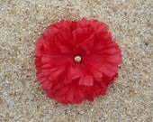 RED CARNATION FLOWER with gold glitter center Hair Clip or Pin