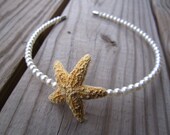 natural sugar starfish and danity cream pearls headband