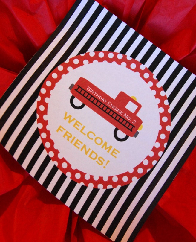 Fire Truck Decorations for Birthday Party or Baby Shower - DIY Printable Decor by BeeAndDaisy - Instant Download