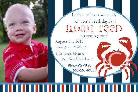 Crab Shack Photo Invitation Printable for Birthday Party or Baby Shower DIY Invite by BeeAndDaisy Il_570xn