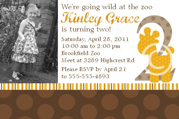 Giraffe Photo Invitation Custom Birthday Party Baby Shower Invite DIY Printable Wild Thing by BeeAndDaisy Il_570xn