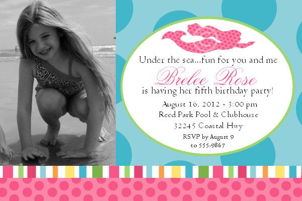 Mermaid Photo Invitation Printable Birthday Party Baby Shower DIY Invite Announcement by BeeAndDaisy Il_570xn