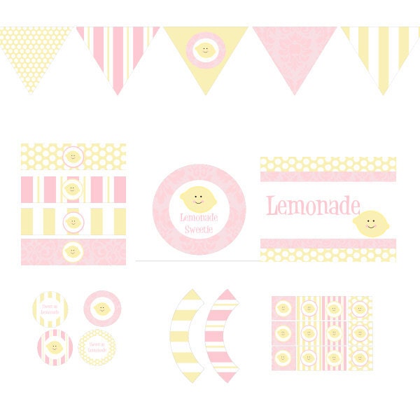 Pink Lemonade Party Decorations Printable for Birthdays or Baby Showers - DIY Decor by BeeAndDaisy - Instant Download Il_570xn