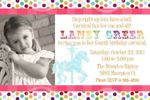 Carousel Horse Invitation for Birthday Party or Baby Shower - DIY Girls Printable Carnival Circus Invite By BeeAndDaisy Il_570xn