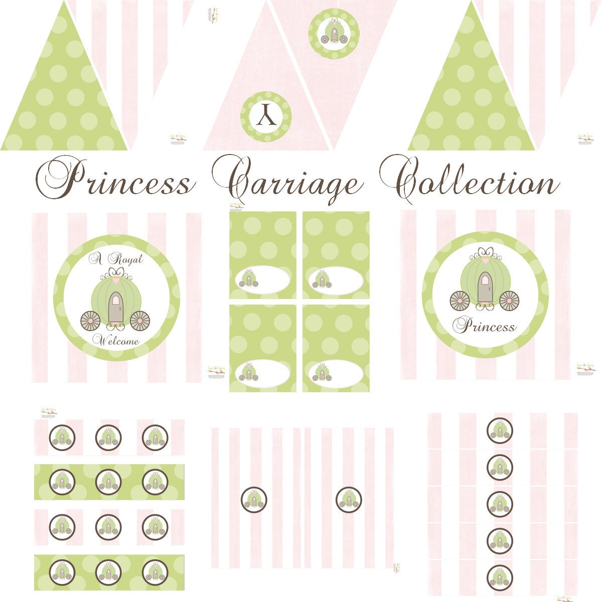 Princess Decorations for Birthday Party or Baby Shower - Girls Fairytale Carriage DIY Printable Decor by BeeAndDaisy - Instant Download Il_570xn