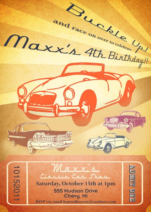 Classic Car Invitation - Vintage Car Show Collection - Gwynn Wasson Designs PRINTABLES