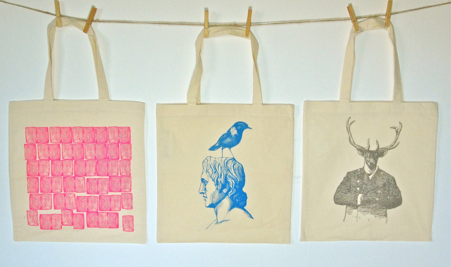 Scale, Alex, Deerman 100% cotton tote bags