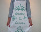 Oranges & Lemons 100% Cotton Handprinted Apron - Mint Green