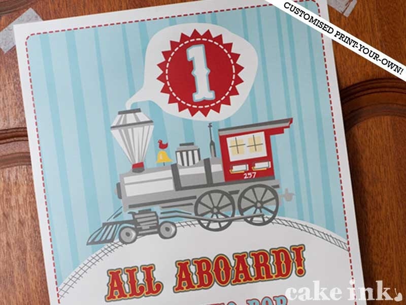 Print-Your-Own Customised Locomotive Party Poster