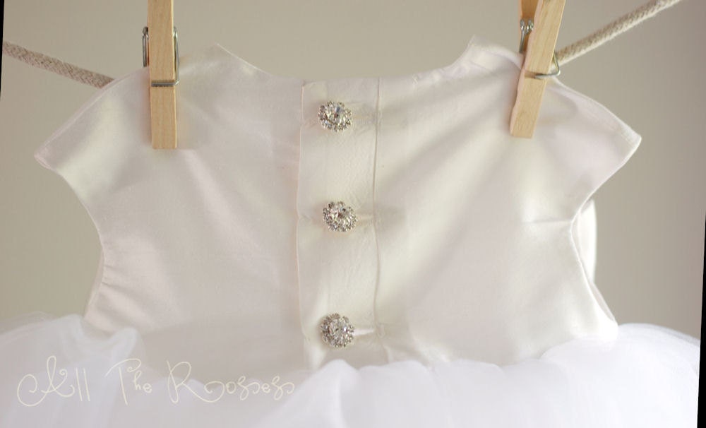 Dupioni silk dress with capped sleeve and silk bow accent --perfect for christening, christmas, portraits