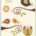 Nursery Wall Art Print..Thinking of you, orange, brown, green nursery, owl theme baby room