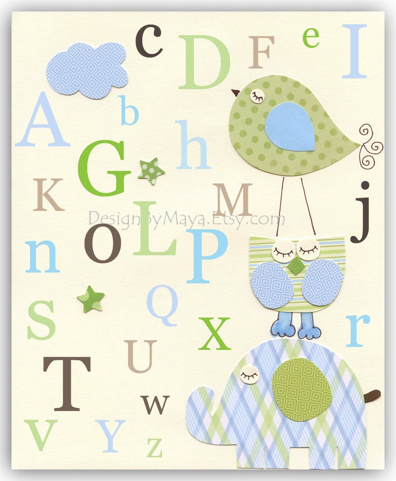 Baby boy, Nursery wall art Decor, Children Art..First we had each other.. light blue light green match the colors of Eli elephant