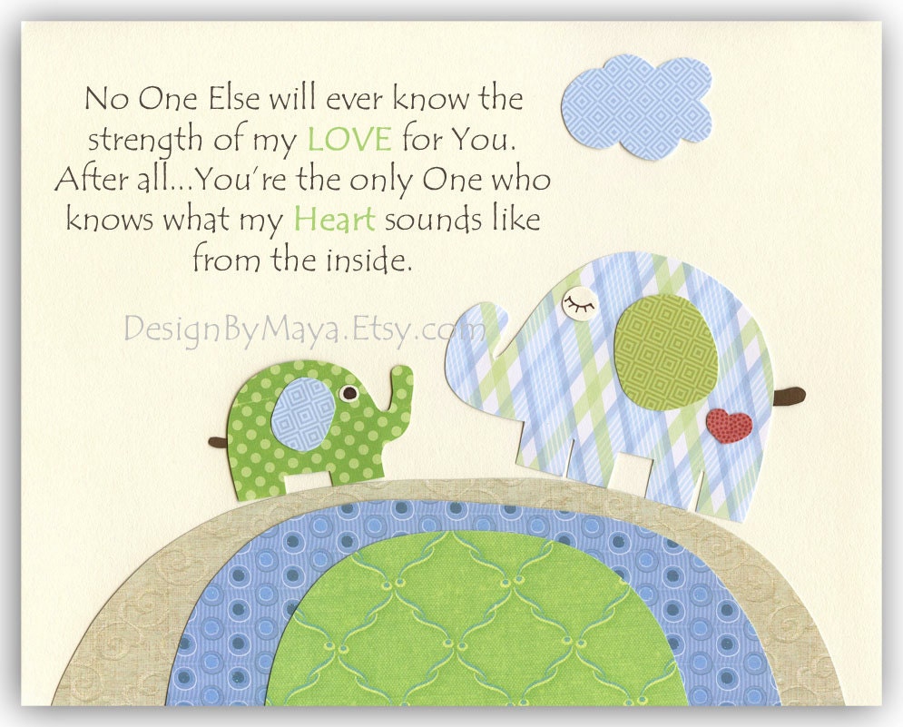 Baby boy, Nursery wall art Decor, Children Art..First we had each other.. light blue light green match the colors of Eli elephant