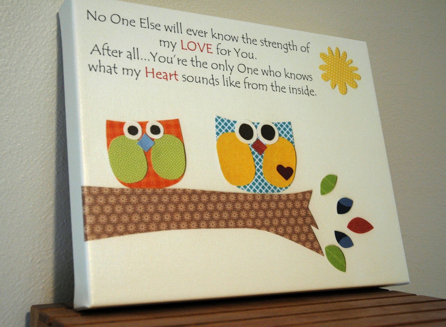 Baby room decor, Nursery art, Children Artwork...Orange Blue Green No One Else... on canvas gallery wrap, 8x10
