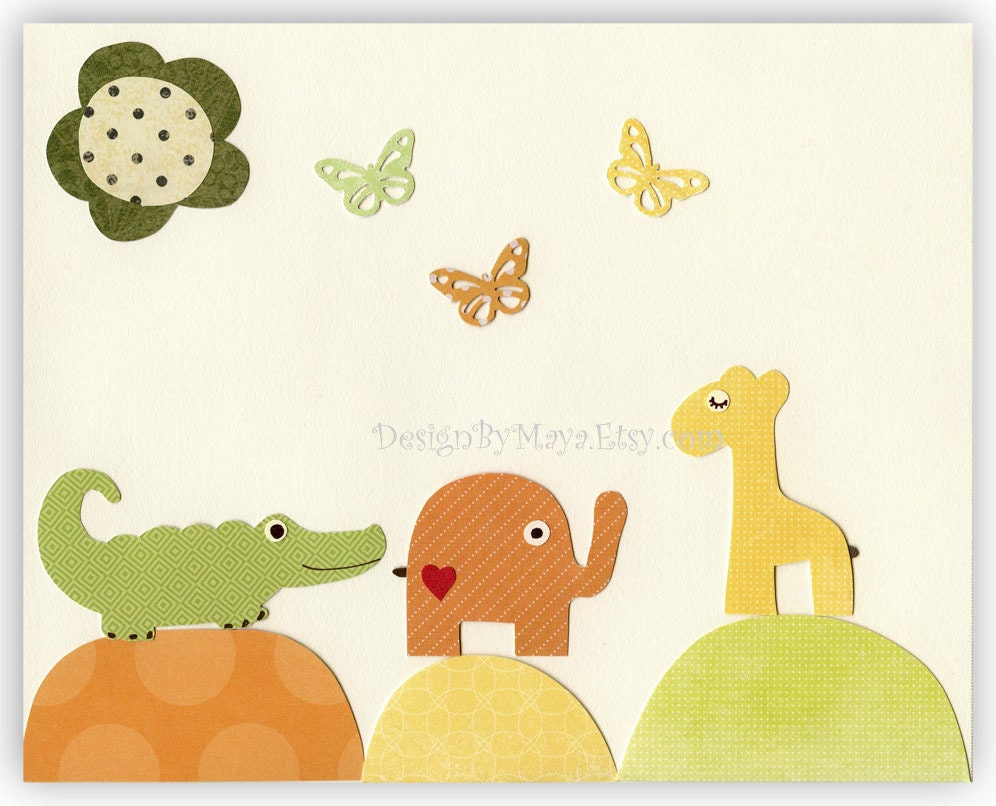 Nursery Art, Kids Print, Baby room print, jungle Animals, alphabet, ABC, Land of Nods Sleepin Safari Bedding, S.S. Noah, Lambs and Ivy