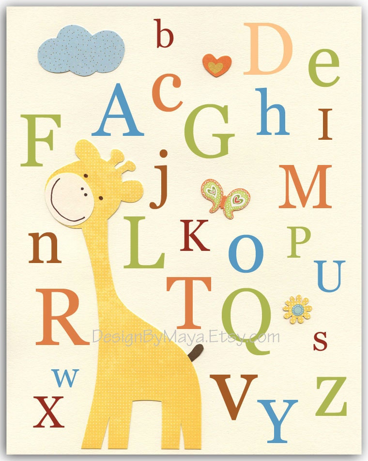 Kids Wall Decor, Kids Wall Art, Baby Room Decor, Nursery Art // Giraffe Lion Monkey // Before You Were Born // S.S. Noah by Lambs and Ivy