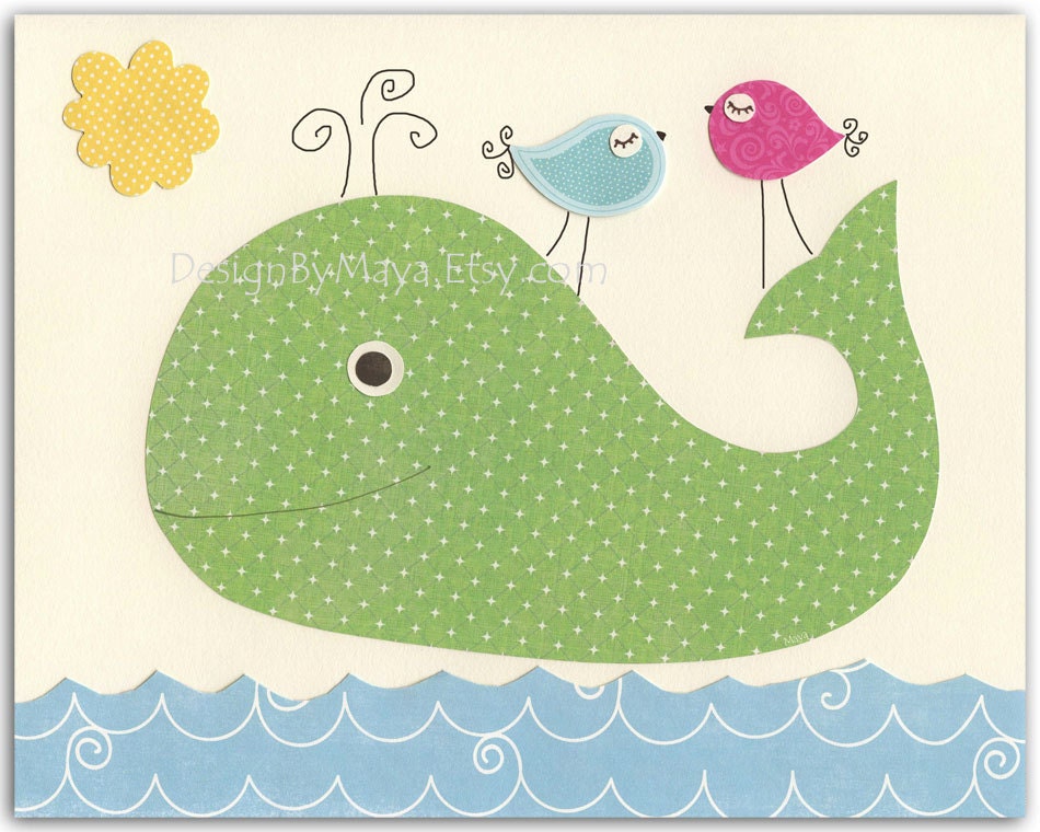Nursery wall art, Baby room print, Nursery Decor, Art for Kids Room...Sea set of 4 8x10, boat, whale, fist, nautical prints, baby boats