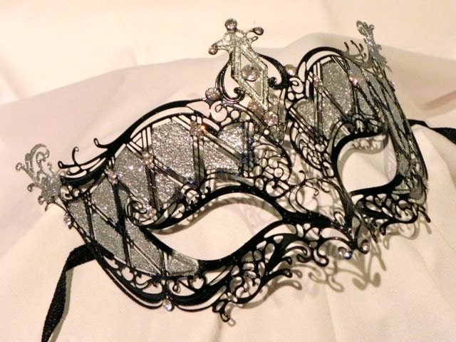 Black and Silver Metallic Masquerade Mask