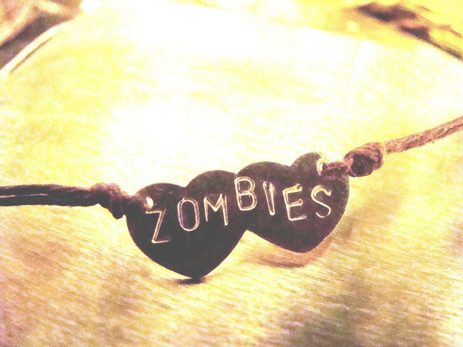 Zombie Love - Sterling Silver Irish Linen Hand Stamped Bracelet - MADE TO ORDER - Zombie Freak, Zombi, Zahmbeez, Walking Dead, Undead