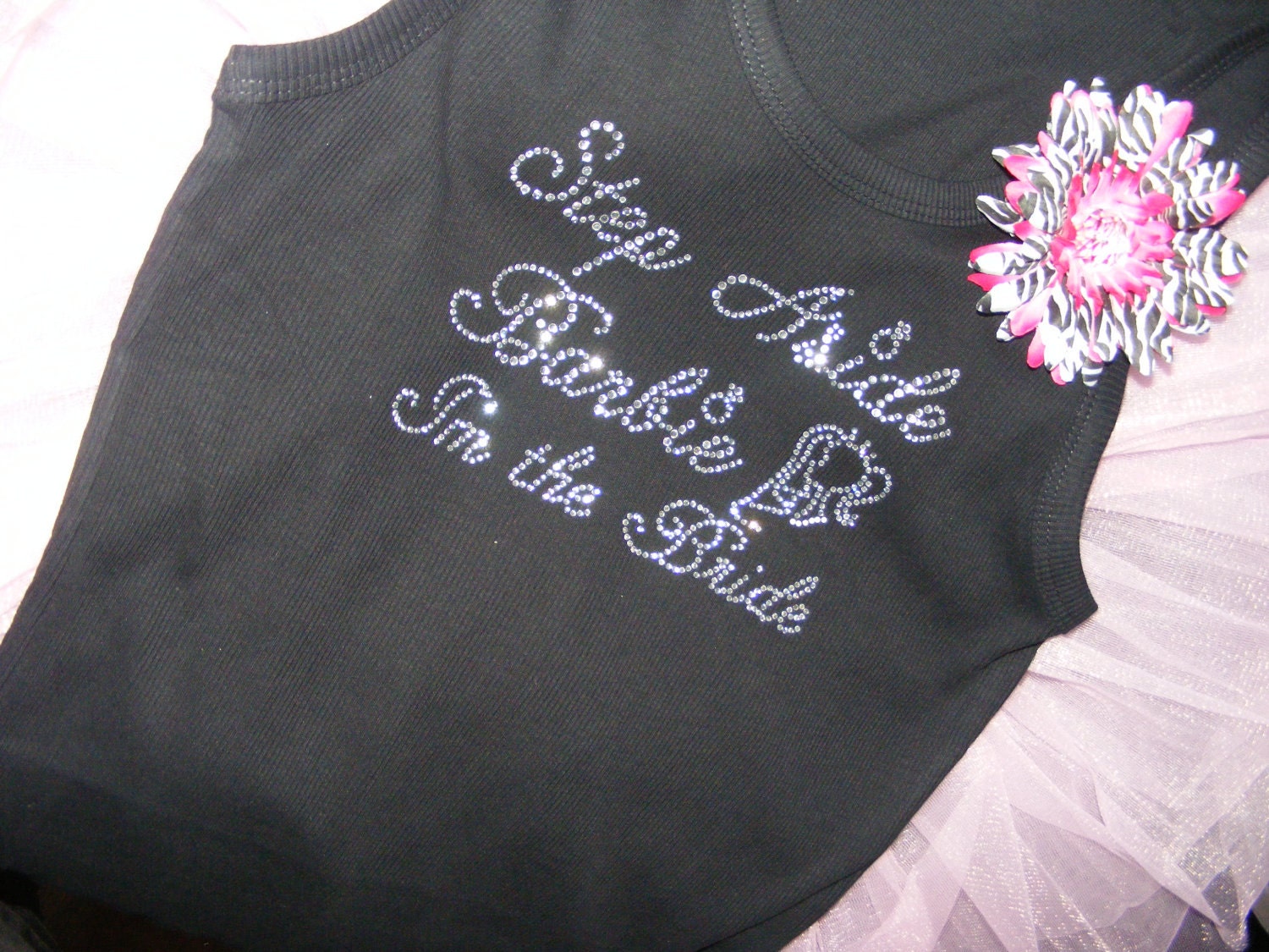 SALE 8 Bridesmaid Tank Top Shirt: Half LACE Bride's Dolls, Bride, black, white, hot pink, barbie themed bachelorette party shirt