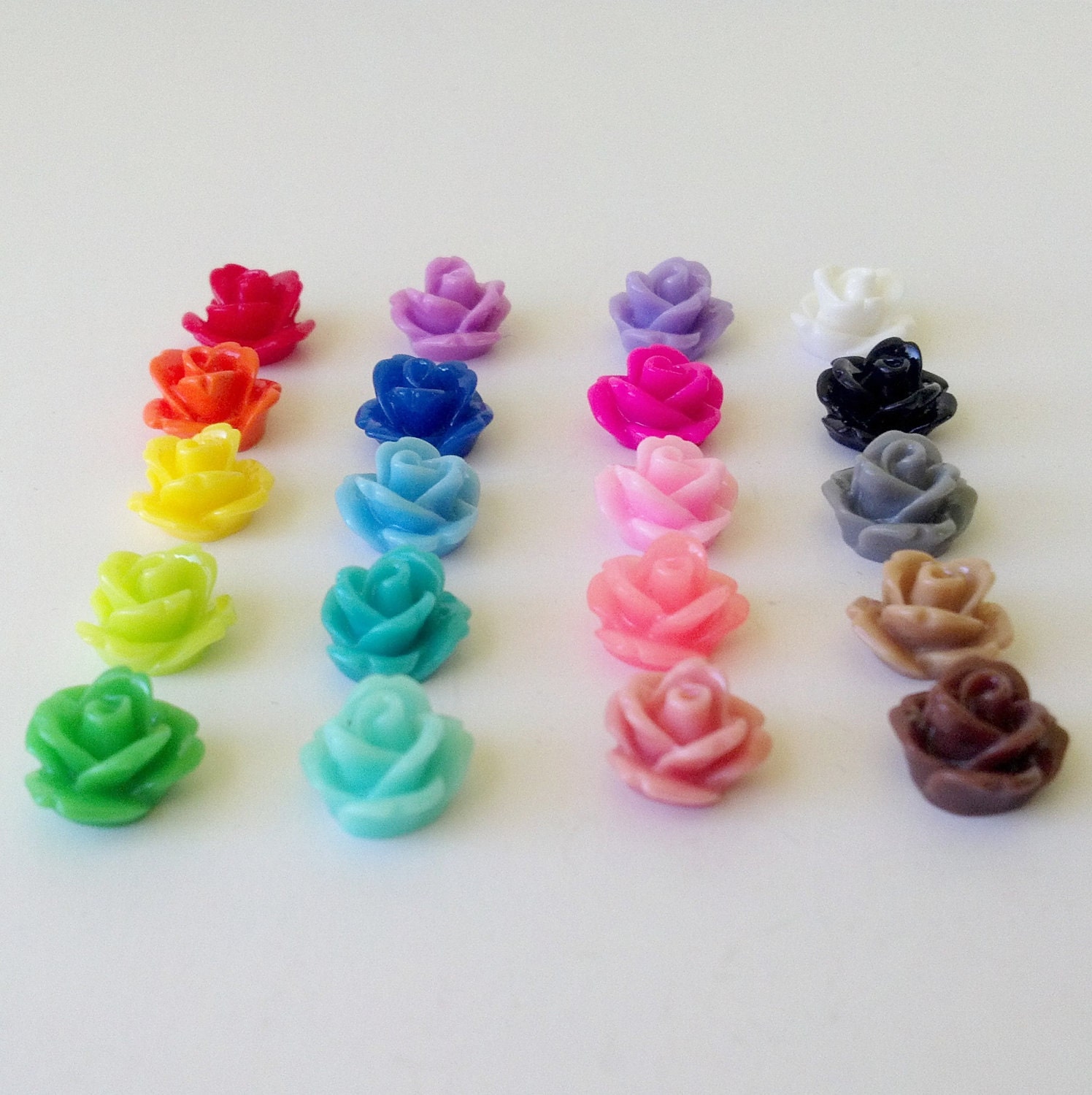 10 Resin Rose Flower Cabochons 10mm PICK YOUR COLORS