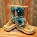 Buggs-  Heather Ugg Styled  Crochet Booties w/ Flower Detail and Matching Headband in Aqua and Teal