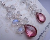 Pink Mystic Quartz and Rainbow Moonstone Earrings
