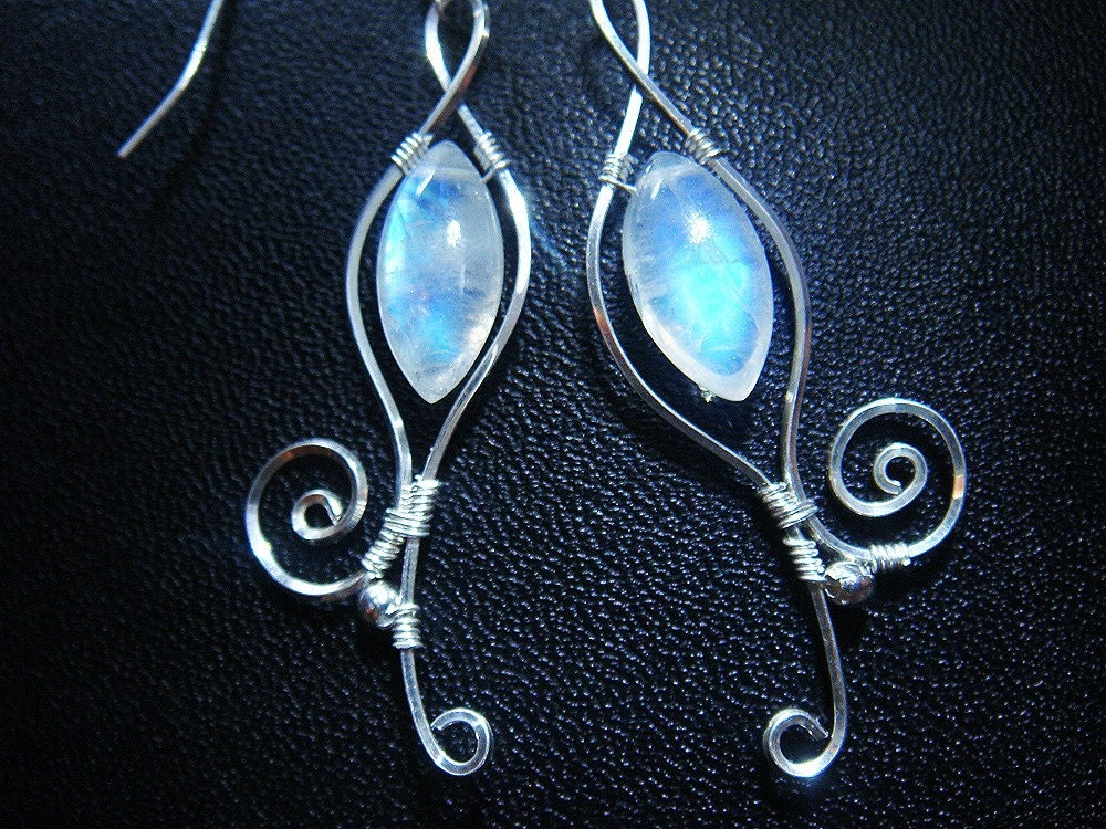 Dancing in the Moonlight Rainbow Moonstone Sterling Silver Earrings