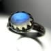 Blue Flash Rainbow Moonstone Ring Sterling Silver