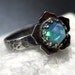 Natural Solid Rose Cut Opal Lotus Ring Sterling Silver