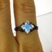 Princess Cut Rainbow Moonstone Oxidized Sterling Silver Ring
