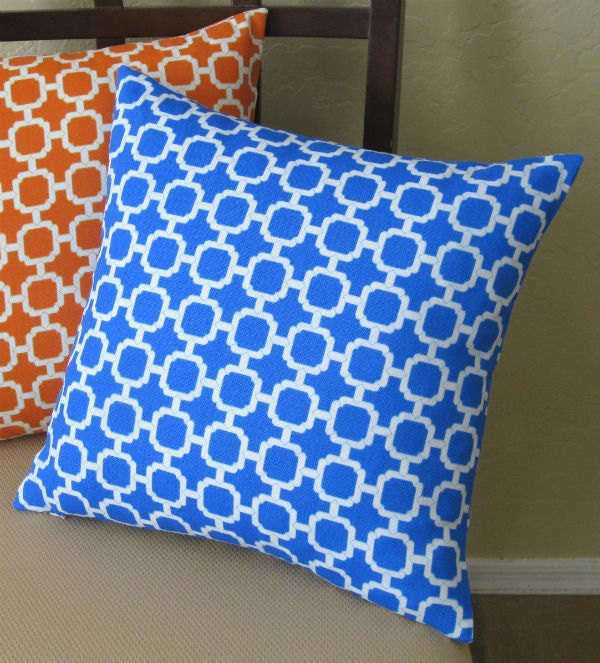 Outdoor Brilliant Blue Hockley Patio Throw Pillow Cover