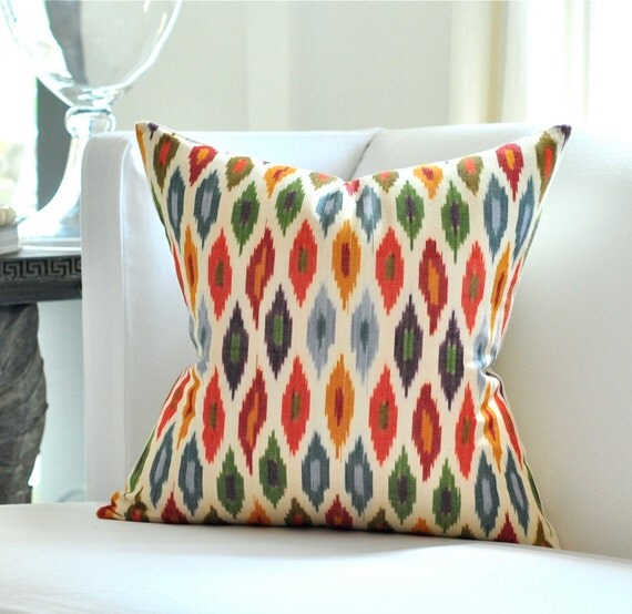 20"sq. Schumacher SUNARA Ikat pillow cover in Spice