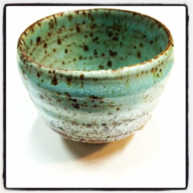 Handmade Little Green Japanese Tea Cup - last piece
