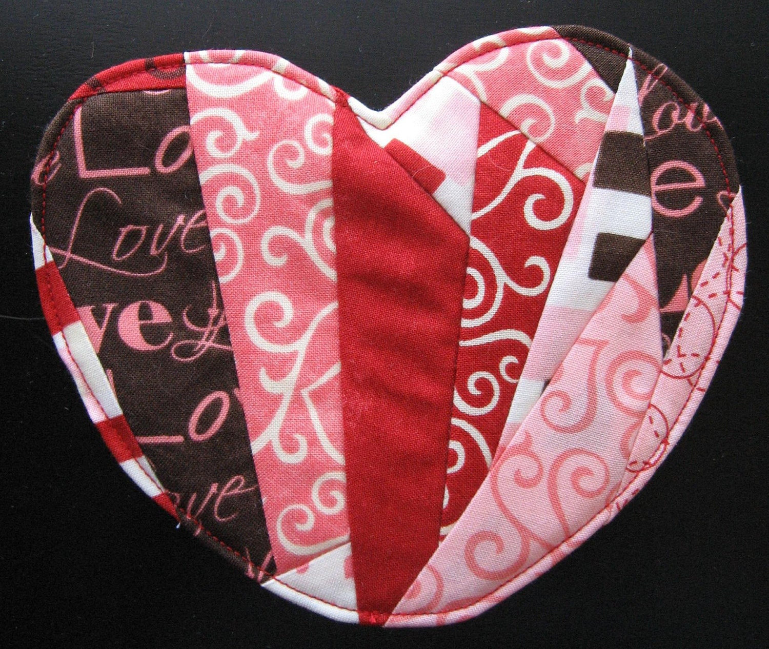 Scrappy Red and Pink Heart Coaster No. 1 for Valentine's Day, Free Shipping