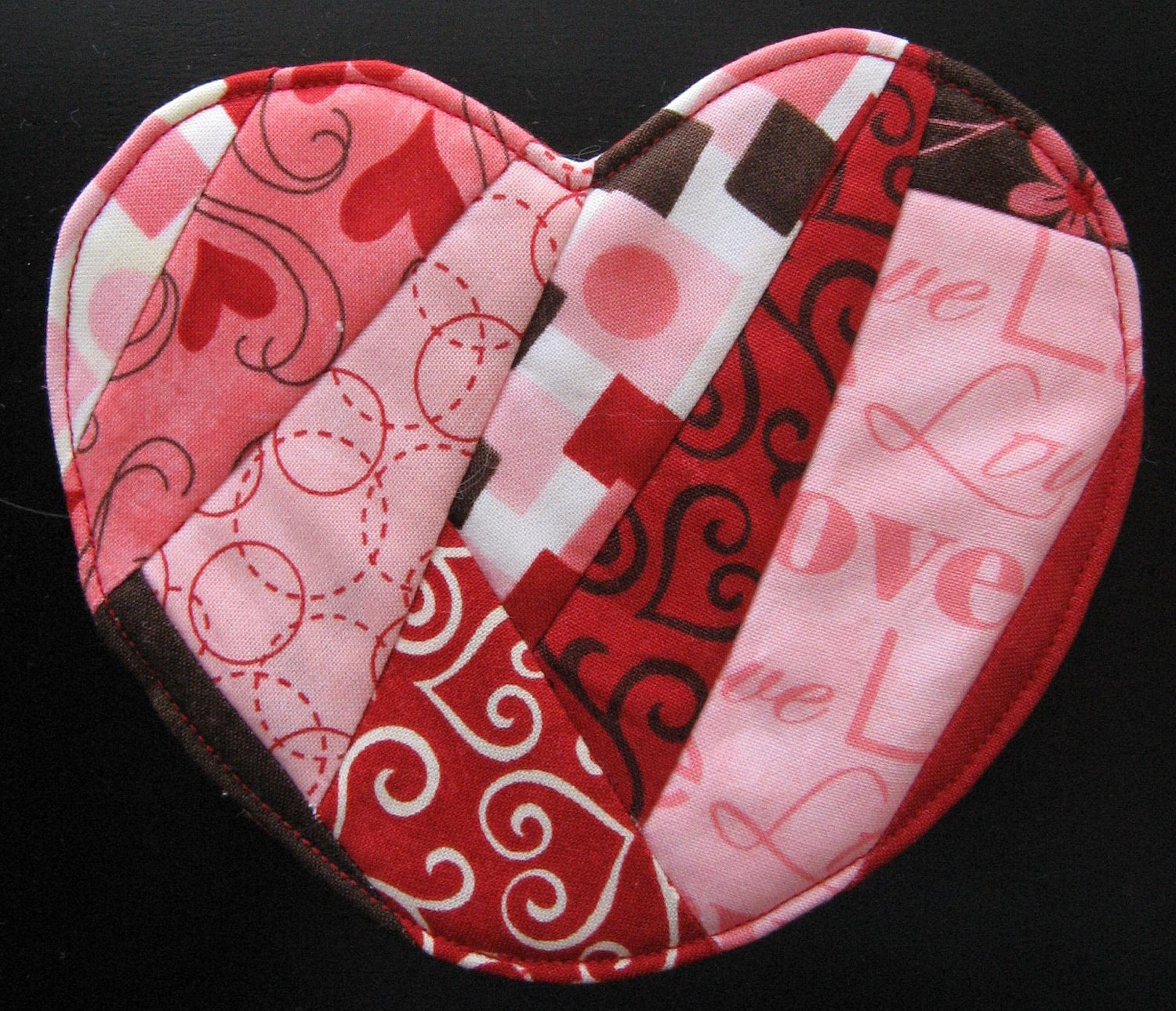Scrappy Red and Pink Heart Coaster No. 2 for Valentine's Day, Free Shipping