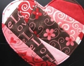 Scrappy Red and Pink Heart Coaster No. 3 for Valentine's Day, Free Shipping