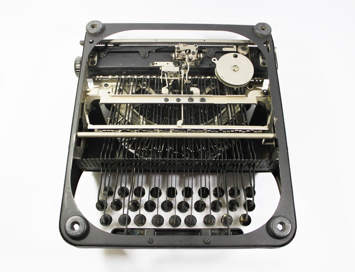RARE Antique Bantam Manual Typewriter with Colored Glass Keys made by Remington in the Original Case