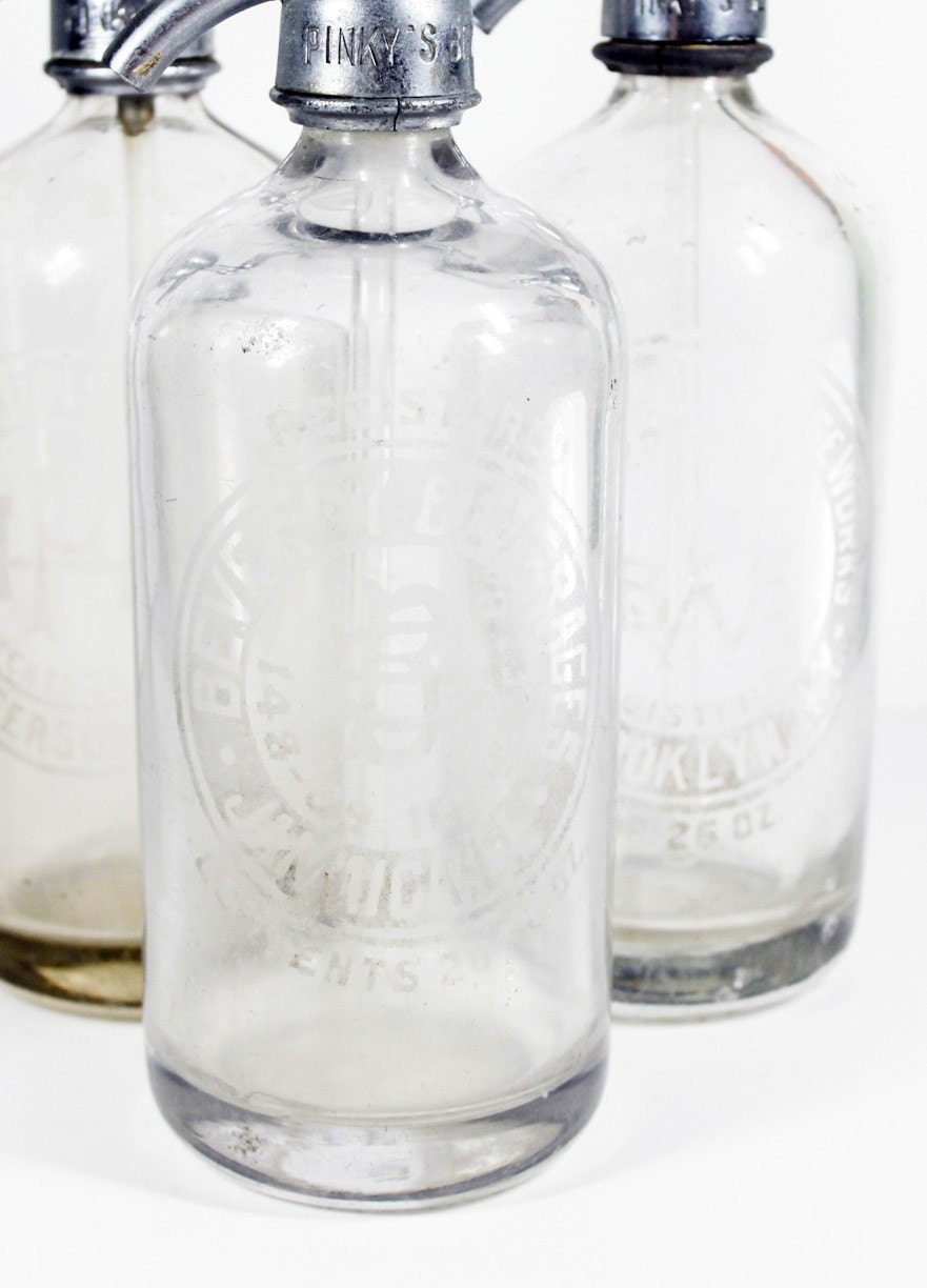 Vintage Seltzer Bottle: Clear Glass