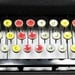 Antique Bantam Typewriter with Color Glass Keys by Remington in the Original Case