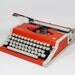 Bright Orange Olympiette Typewriter with Case