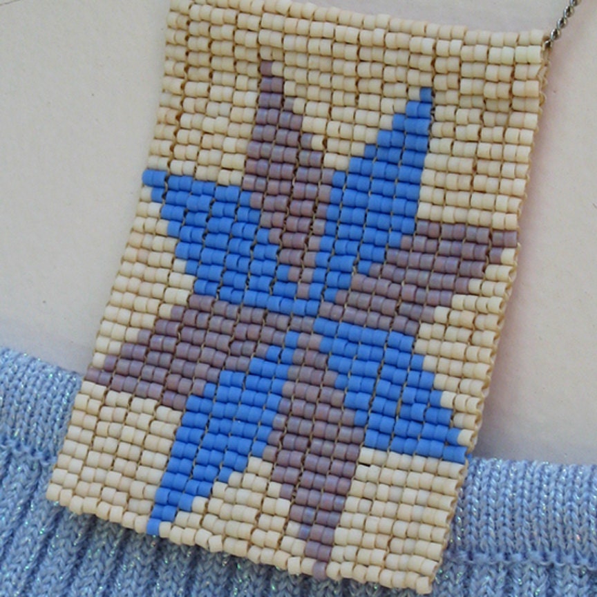 Items similar to Eight Pointed Star Beaded Quilt Block Necklace on Etsy