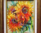 Sunflowers, Original Oil Painting, Sunflower Painting, Fine Art Painting, Summer Time Painting, 8"w x 10"h, including 2 1/2" frame, Gift