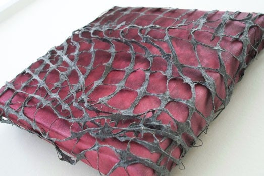 Hand dyed silk and handmade paper wall art. 6 inch OOAK.