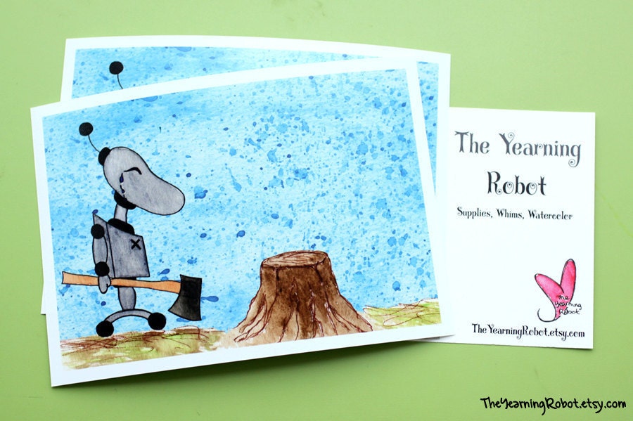 5x7 Watercolor Luster Print - Rueful Logger