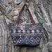 Canvas, Leather, and Denim Market Tote // Beach Bag with Tribal Geometric Print